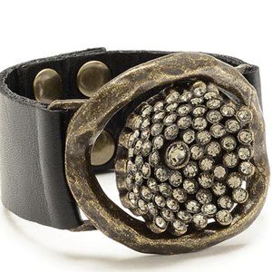 Rebel Designs Leather and metal cuff bracelet with Individual Swarovski crystals